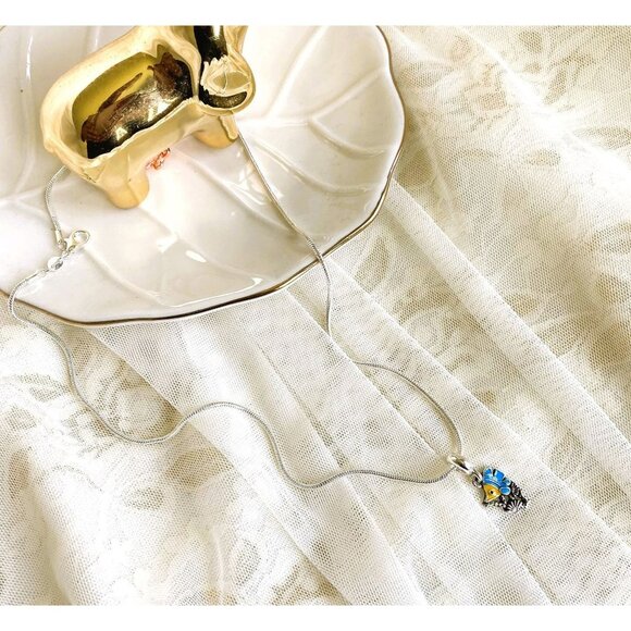 Colorful Enamel Fish Silverplated Pendant Sterling Silver Necklace 18" - Picture 6 of 6